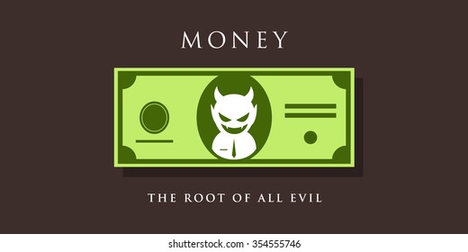 Devil figure inside the money