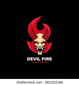 Devil fire logo design vector illustration