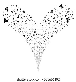 Devil fireworks stream. Vector illustration style is flat black iconic symbols on a white background. Object double fountain organized from random symbols.