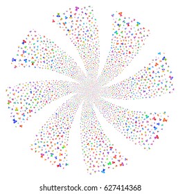 Devil fireworks swirl rotation. Vector illustration style is flat bright multicolored iconic symbols on a white background. Object whirl created from random symbols.