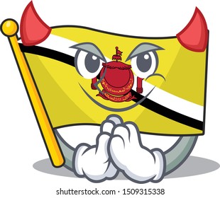 Devil flag brunei darussalam isolated with mascot