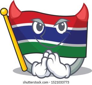 Devil flag gambia fluttering on cartoon pole