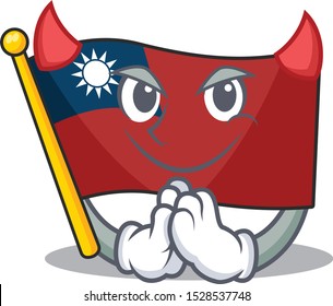 Devil flag taiwan mascot isolated the cartoon