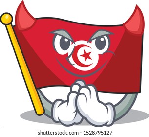 Devil flag tunisia cartoon in character shape