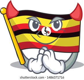 Devil flag uganda isolated in the cartoon