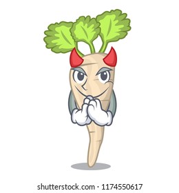 Devil fresh parsnip roots on a mascot