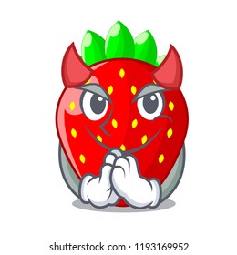 Devil fresh ripe strawberry isolated on mascot