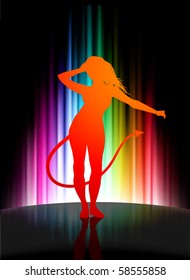 Devil Fun Party auf abstraktem Frequenzhintergrund Originalillustration