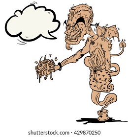 devil ginnie with speech bubble cartoon