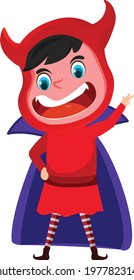 Devil Girl cartoon vector art and illustration