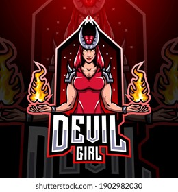 Devil girl esport mascot logo design