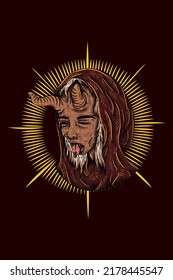 Devil girl head vector illustration