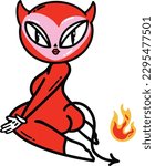 Devil girl hell vector illustration 