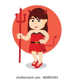 devil girl holding trident weapon