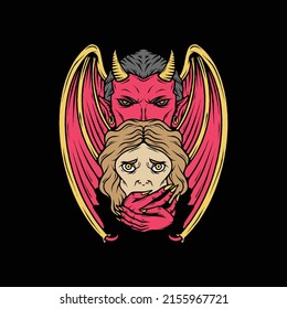 Diablo con una ilustración de chica.