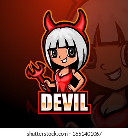 Devil girl mascot esport logo design