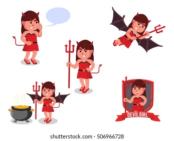 devil girl set illustration design