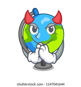 Devil globe mascot cartoon style