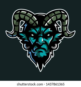 Devil goat, mascot logo, sticker design, Vector illustration.