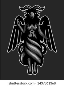 Devil goat, mascot logo, sticker design, Vector illustration.