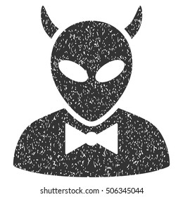Devil grainy textured icon for overlay watermark stamps. Flat symbol with unclean texture. Dotted vector gray ink rubber seal stamp with grunge design on a white background.