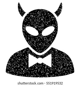 Devil grainy textured icon for overlay watermark stamps. Flat symbol with dirty texture. Dotted vector black ink rubber seal stamp with grunge design on a white background.