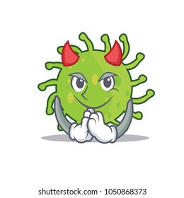 Devil green bacteria mascot cartoon