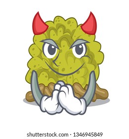 Devil green coral reef isolated with cartoon