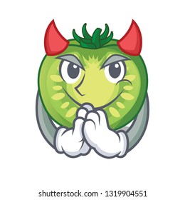 Devil green tomato slices in cartoon shape