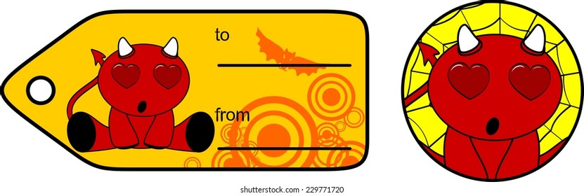 devil halloween cartoon sticker card in vector format very easy to edit