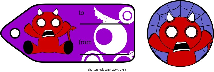 devil halloween cartoon sticker card in vector format very easy to edit