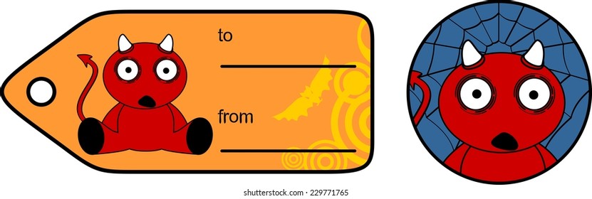 devil halloween cartoon sticker card in vector format very easy to edit
