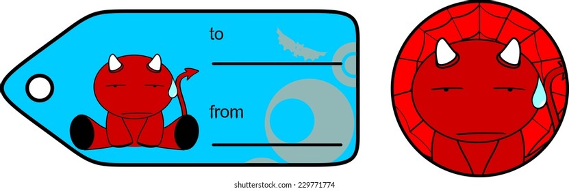 devil halloween cartoon sticker card in vector format very easy to edit