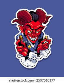 Etiqueta engomada del diseño de Halloween del diablo