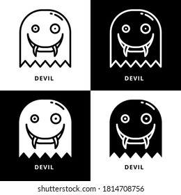 Estilo de línea de iconos de Halloween del diablo. Ilustración del logotipo del vector fantasma. Símbolo de horror de Halloween Icono Glifo