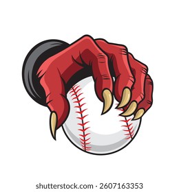 devil hand holding baseball vector illustration design