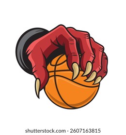 devil hand holding basketball vector illustration design