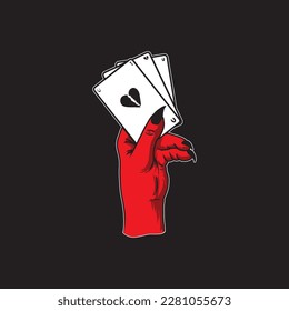 devil hand holding card vector