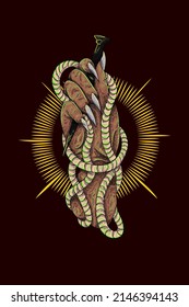 Devil hand with nail vector illustration