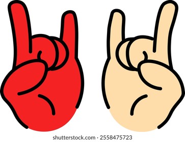 devil hand sign illustration red and skin color