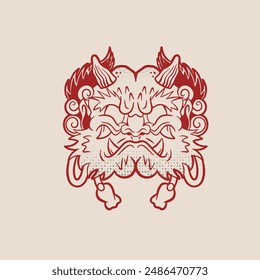 devil head artwork with japanese style illustration.