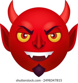 Icono de dibujos animados de cabeza de diablo. Mascota de la cara del infierno aislada en el fondo blanco