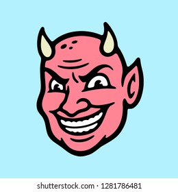 DEVIL HEAD COLOR BLUE BACKGROUND