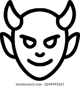 Devil head icon illustration outline stroke minimalist black line	