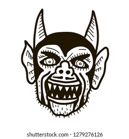 Devil head illustration.