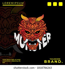 Devil head illustration for poster, sticker, or apparel merchandise.With tribal and hipster style.