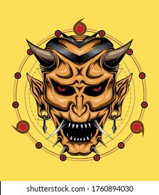 devil head illustrtaion. vector japanese ghost