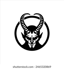 Devil head logo. Vintage illustration of devil head