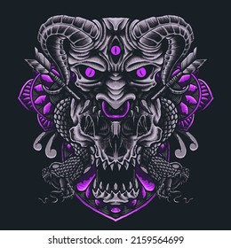 devil head ornament vector illustration