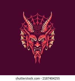 Devil Head Retro Illustration For Merchandise